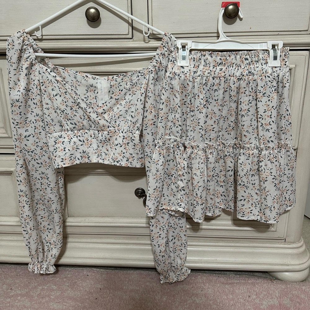 Floral top and skirt set